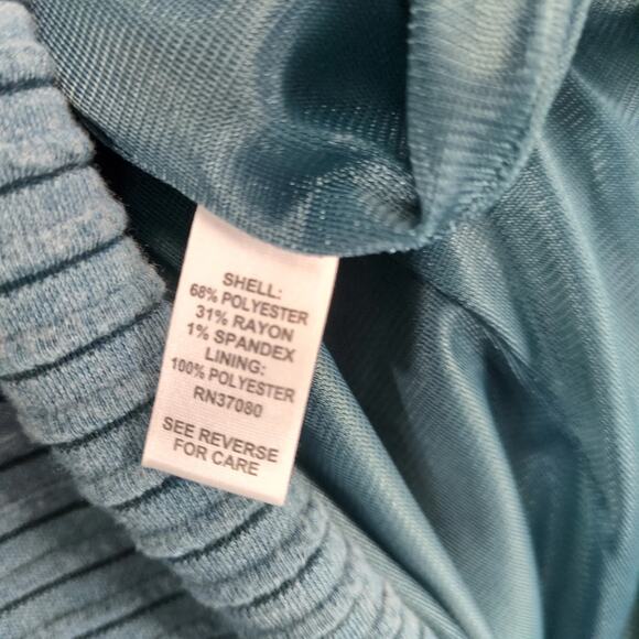 Cato Geometric Lines Blue Knit Midi Dress Plus Size 22/24W Lined Mock Neck - Picture 6 of 10